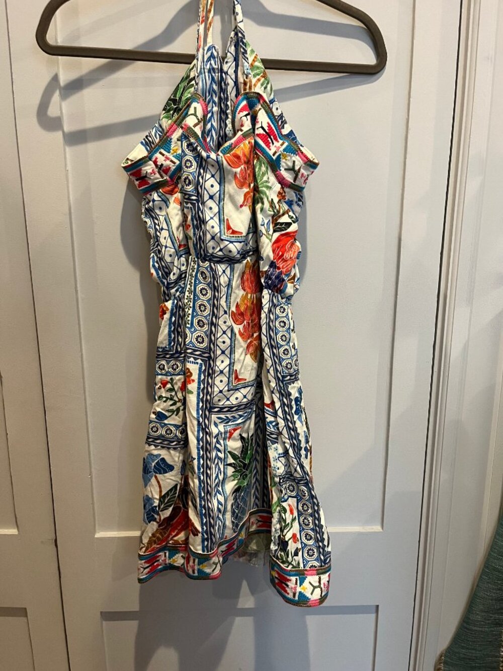 FARM Rio Tropical Tiles Embroidered Mini Dress M NWT - Picture 3 of 5
